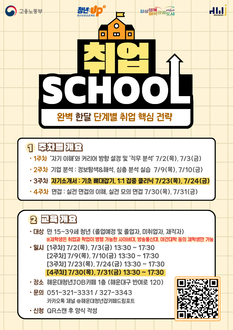 7.30~31 취업스쿨 4주차 면접 : 실전 면접의 이해, 실전 모의 면접(31일 면접복장 권장)