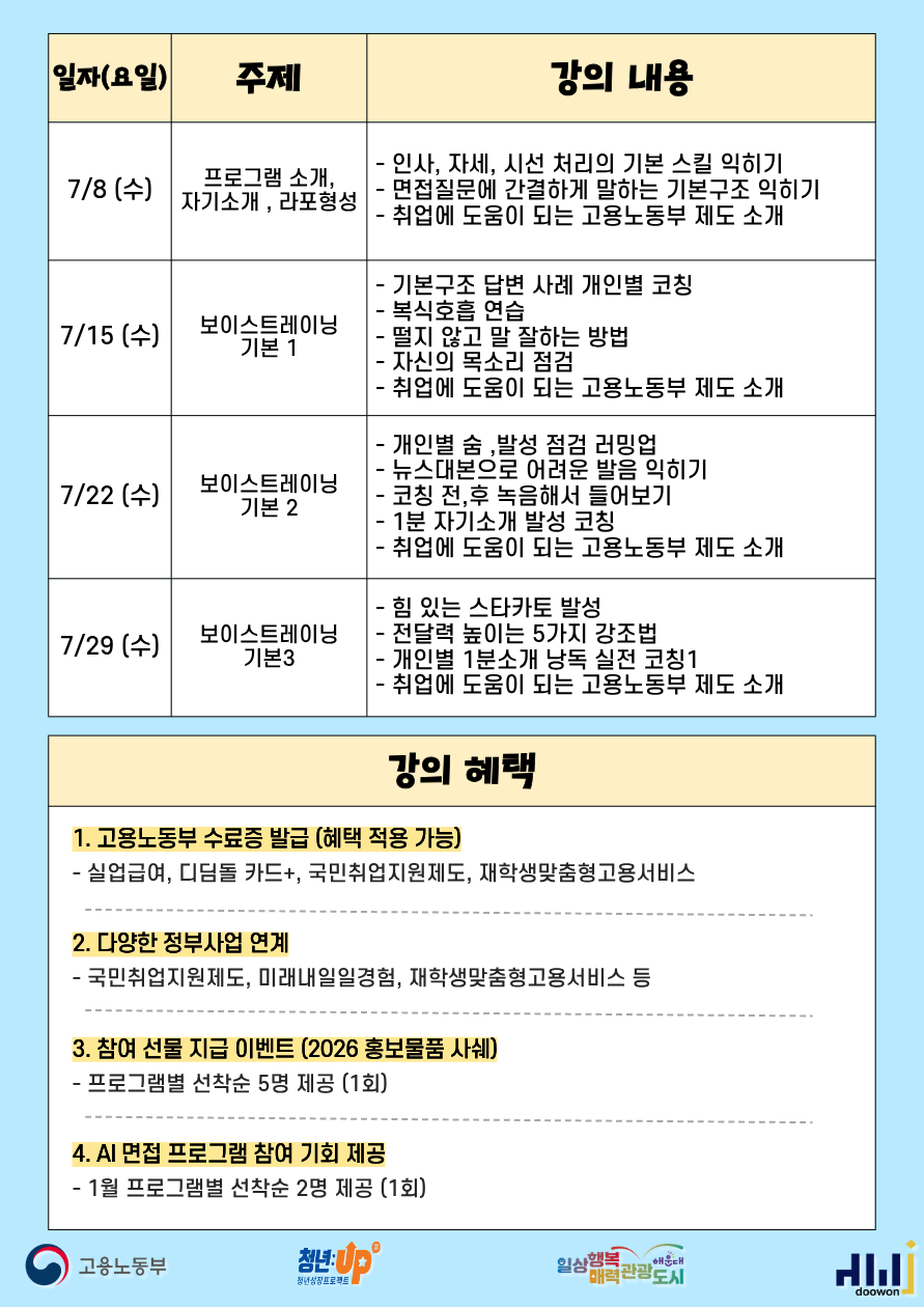 7.8~29 (7/8, 15, 22, 29 매주 수요일) 말 한마디로 결과를 바꾸다! : 스피치 역량 Skill Up! (참여자 만족도 4.9🔥)